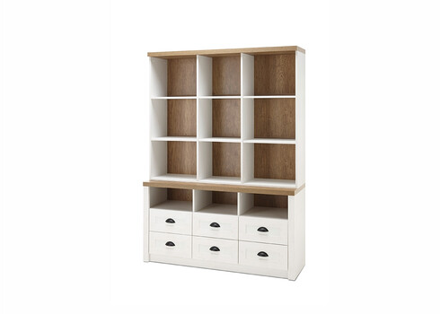 Puhvetkapp PROVENCE valge mänd / tamm, 130x43xH179 cm