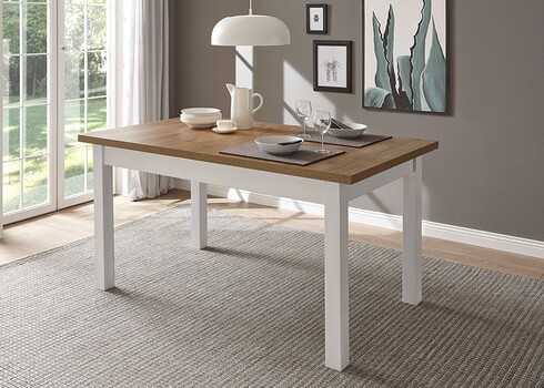 Pikendatav söögilaud PROVENCE valge mänd / tamm, 160-200x90xH82 cm