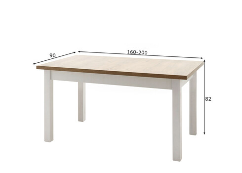 Pikendatav söögilaud PROVENCE valge mänd / tamm, 160-200x90xH82 cm