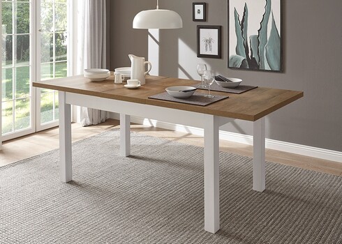 Pikendatav söögilaud PROVENCE valge mänd / tamm, 160-200x90xH82 cm