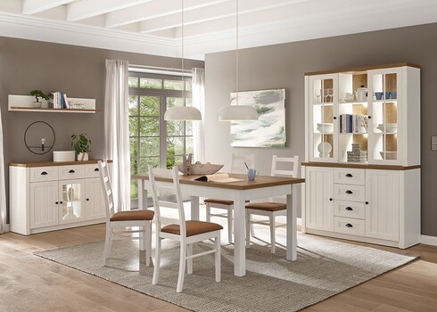 Pikendatav söögilaud PROVENCE valge mänd / tamm, 160-200x90xH82 cm