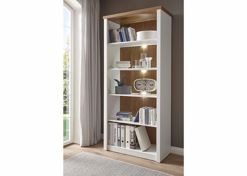 Riiul PROVENCE valge mänd / tamm, 90x43xH198 cm