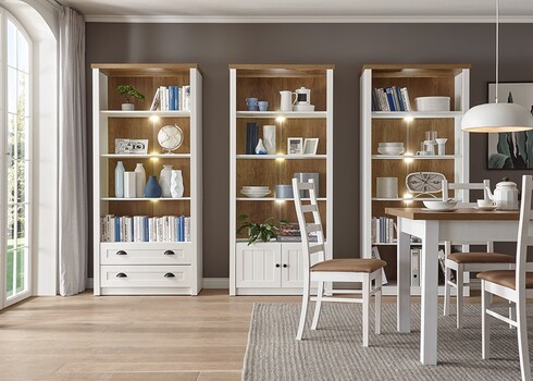 Riiul PROVENCE valge mänd / tamm, 90x43xH198 cm