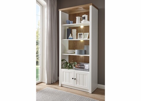 Kapp-riiul PROVENCE valge mänd / tamm, 90x43xH198 cm