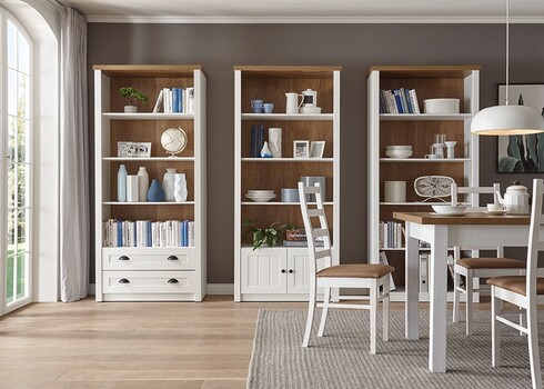 Kapp-riiul PROVENCE valge mänd / tamm, 90x43xH198 cm