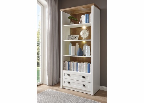 Kapp-riiul PROVENCE valge mänd / tamm, 90x43xH198 cm