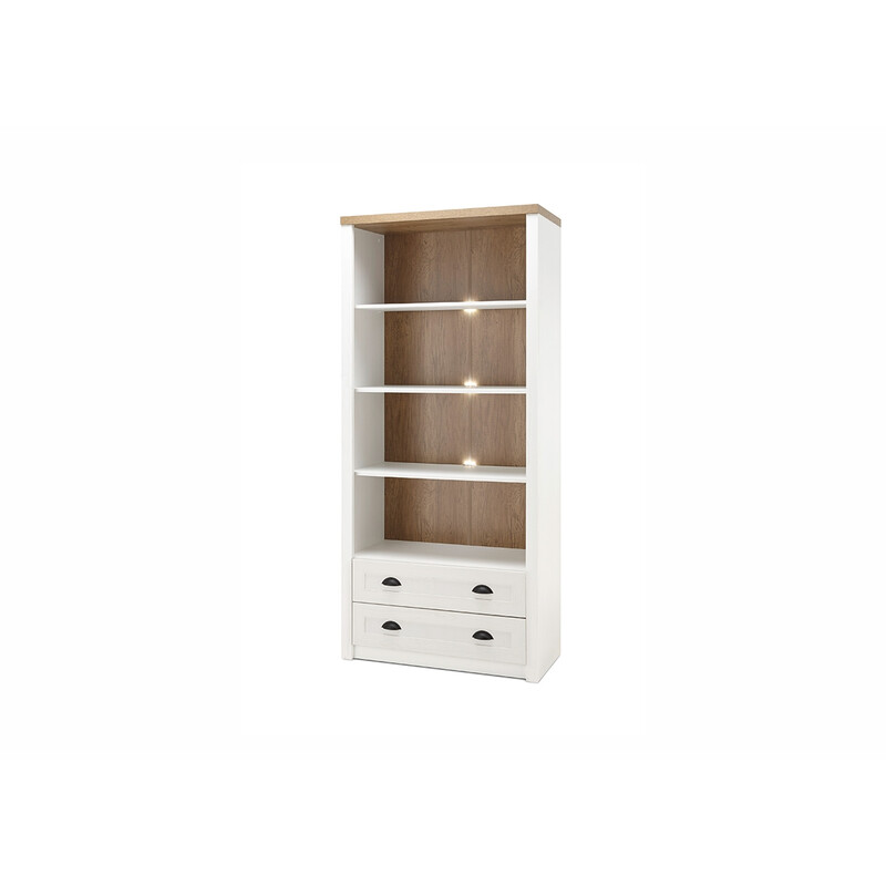 Kapp-riiul PROVENCE valge mänd / tamm, 90x43xH198 cm