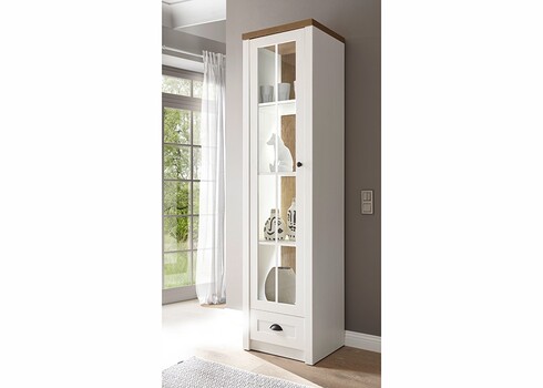 Vitriinkapp PROVENCE valge mänd / tamm, 50x43xH198 cm