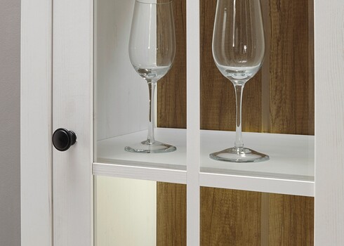 Vitriinkapp PROVENCE valge mänd / tamm, 90x43xH198 cm