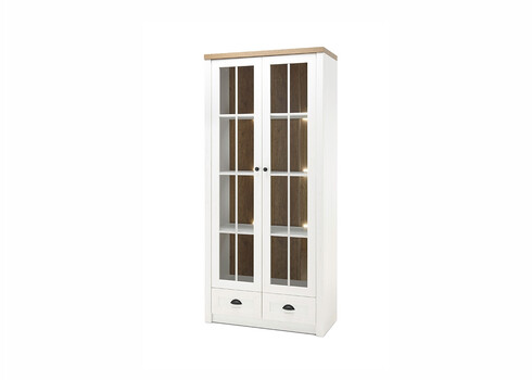 Vitriinkapp PROVENCE valge mänd / tamm, 90x43xH198 cm