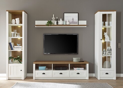 Tv-alus PROVENCE valge mänd / tamm, 160x43xH47 cm