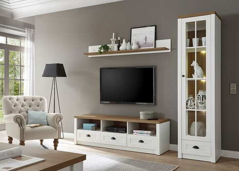 Tv-alus PROVENCE valge mänd / tamm, 160x43xH47 cm