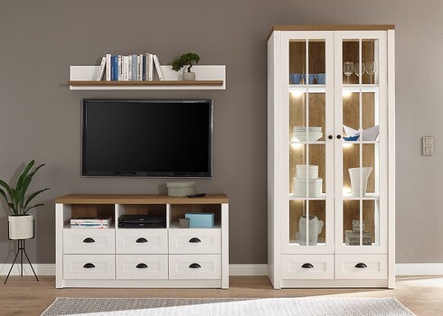 Tv-alus PROVENCE valge mänd / tamm, 130x43xH68 cm