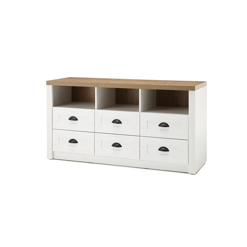 Tv-alus PROVENCE valge mänd / tamm, 130x43xH68 cm Tv-alus PROVENCE valge mänd / tamm, 130x43xH68 cm