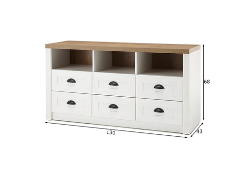 Tv-alus PROVENCE valge mänd / tamm, 130x43xH68 cm