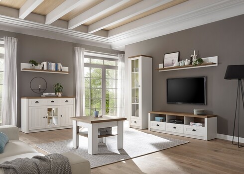 Kummut PROVENCE valge mänd / tamm, 130x43xH86 cm