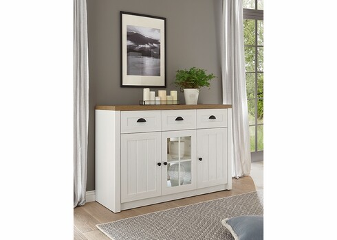 Kummut PROVENCE valge mänd / tamm, 130x43xH86 cm