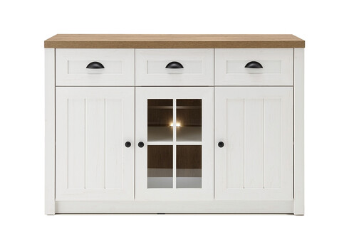 Kummut PROVENCE valge mänd / tamm, 130x43xH86 cm