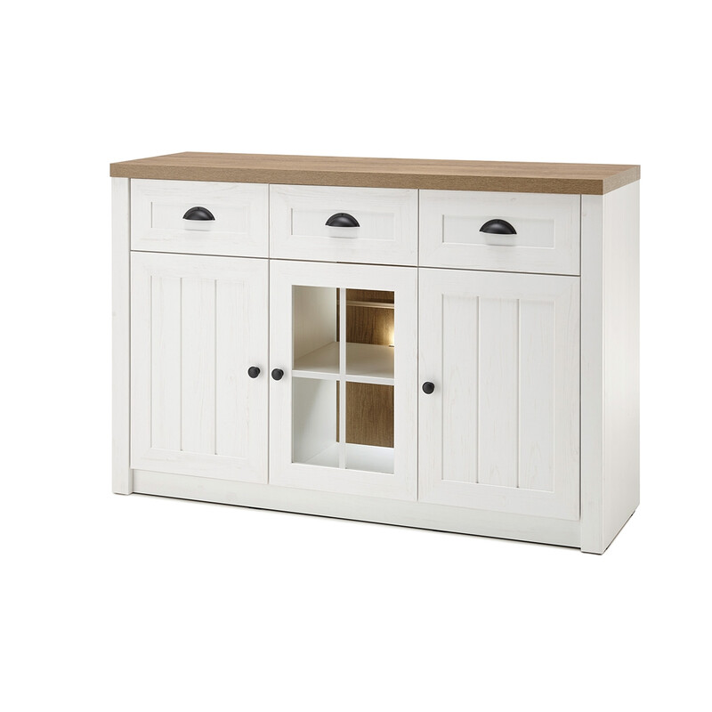 Kummut PROVENCE valge mänd / tamm, 130x43xH86 cm