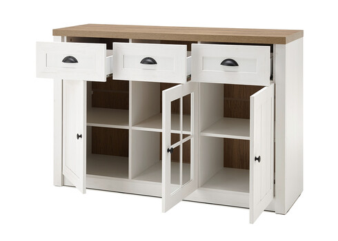 Kummut PROVENCE valge mänd / tamm, 130x43xH86 cm