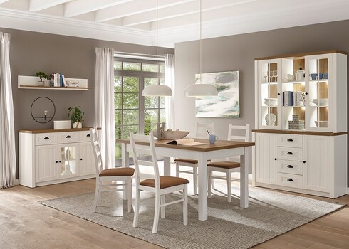 Kummut PROVENCE valge mänd / tamm, 130x43xH86 cm