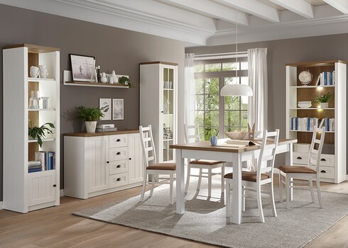 Kummut PROVENCE valge mänd / tamm, 130x43xH86 cm