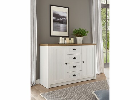 Kummut PROVENCE valge mänd / tamm, 130x43xH86 cm