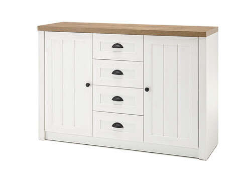 Kummut PROVENCE valge mänd / tamm, 130x43xH86 cm