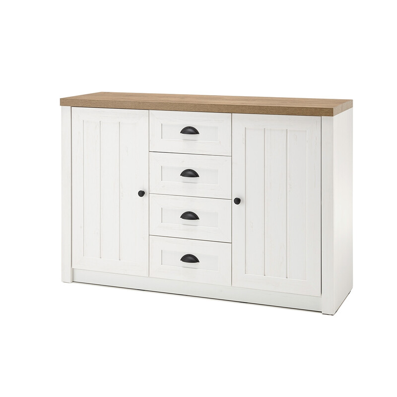 Kummut PROVENCE valge mänd / tamm, 130x43xH86 cm