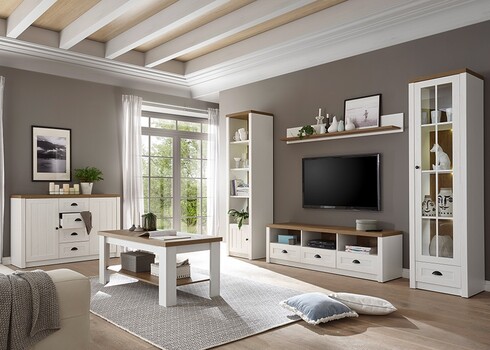 Diivanilaud PROVENCE valge mänd / tamm, 120x60xH50 cm