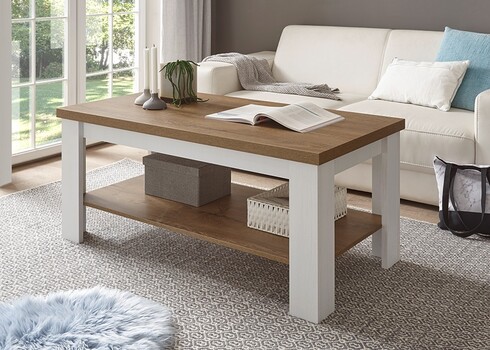 Diivanilaud PROVENCE valge mänd / tamm, 120x60xH50 cm