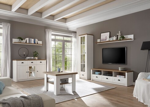 Diivanilaud PROVENCE valge mänd / tamm, 70x70xH53 cm