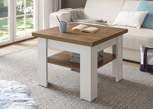 Diivanilaud PROVENCE valge mänd / tamm, 70x70xH53 cm