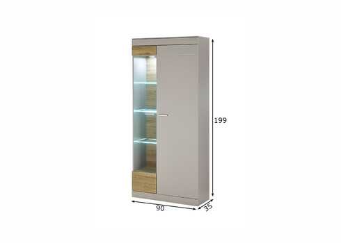 Vitriinkapp SCARA matthall / tamm, 90x35xH199 cm