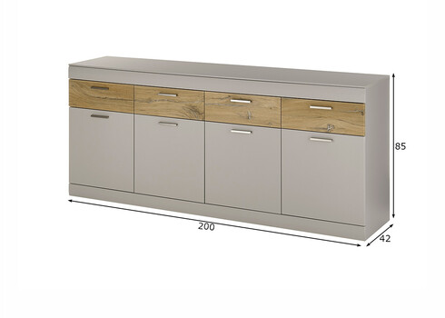 Kummut SCARA matthall / tamm, 200x42xH85 cm