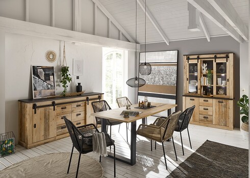 Söögilaud SHERWOOD pruun / hall, 180x80xH201 cm