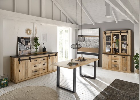 Söögilaud SHERWOOD pruun / hall, 180x80xH201 cm