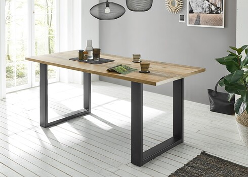 Söögilaud SHERWOOD pruun / hall, 180x80xH201 cm