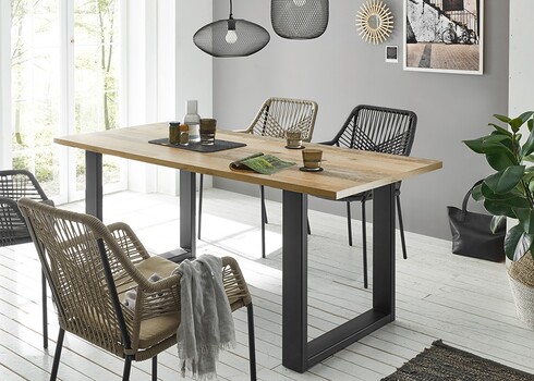 Söögilaud SHERWOOD pruun / hall, 180x80xH201 cm