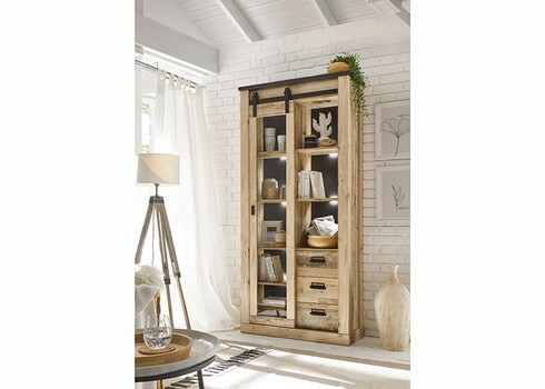 Vitriinkapp SHERWOOD pruun / hall, 93x38xH201 cm