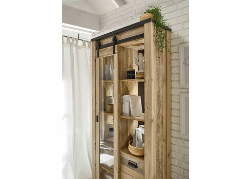 Vitriinkapp SHERWOOD pruun / hall, 93x38xH201 cm