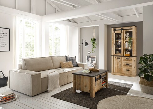 Vitriinkapp SHERWOOD pruun / hall, 93x38xH201 cm