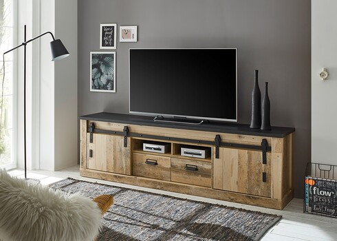 Tv-alus SHERWOOD pruun / hall, 201x43xH61 cm