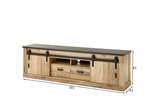 Tv-alus SHERWOOD pruun / hall, 201x43xH61 cm