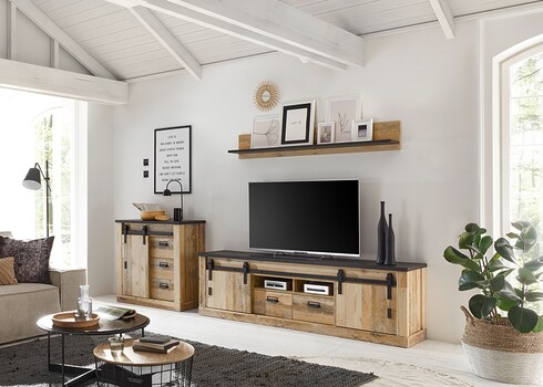 Tv-alus SHERWOOD pruun / hall, 201x43xH61 cm