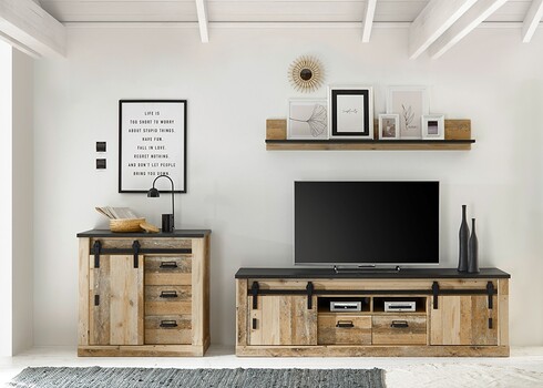 Tv-alus SHERWOOD pruun / hall, 201x43xH61 cm
