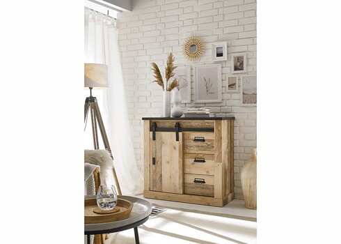 Kummut SHERWOOD pruun / hall, 93x38xH91 cm