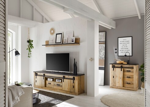 Kummut SHERWOOD pruun / hall, 93x38xH91 cm