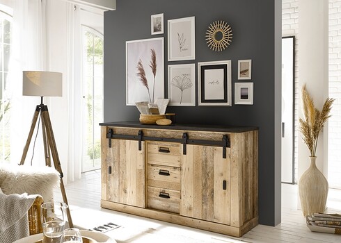 Kummut SHERWOOD pruun / hall, 162x38xH91 cm