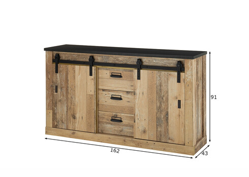 Kummut SHERWOOD pruun / hall, 162x38xH91 cm